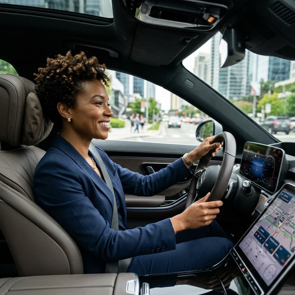 Femme africaine professionnelle conductrice